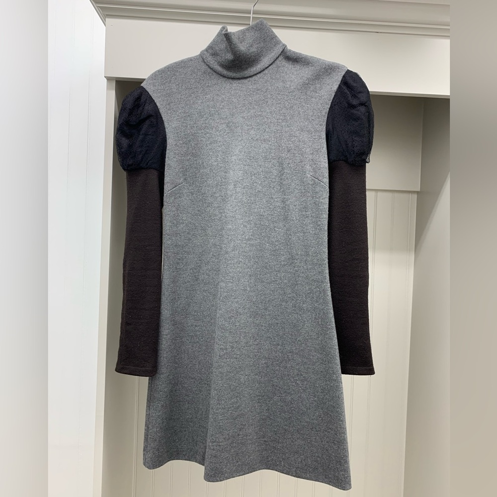 Fendi Gray and Black Long Sleeve Dress